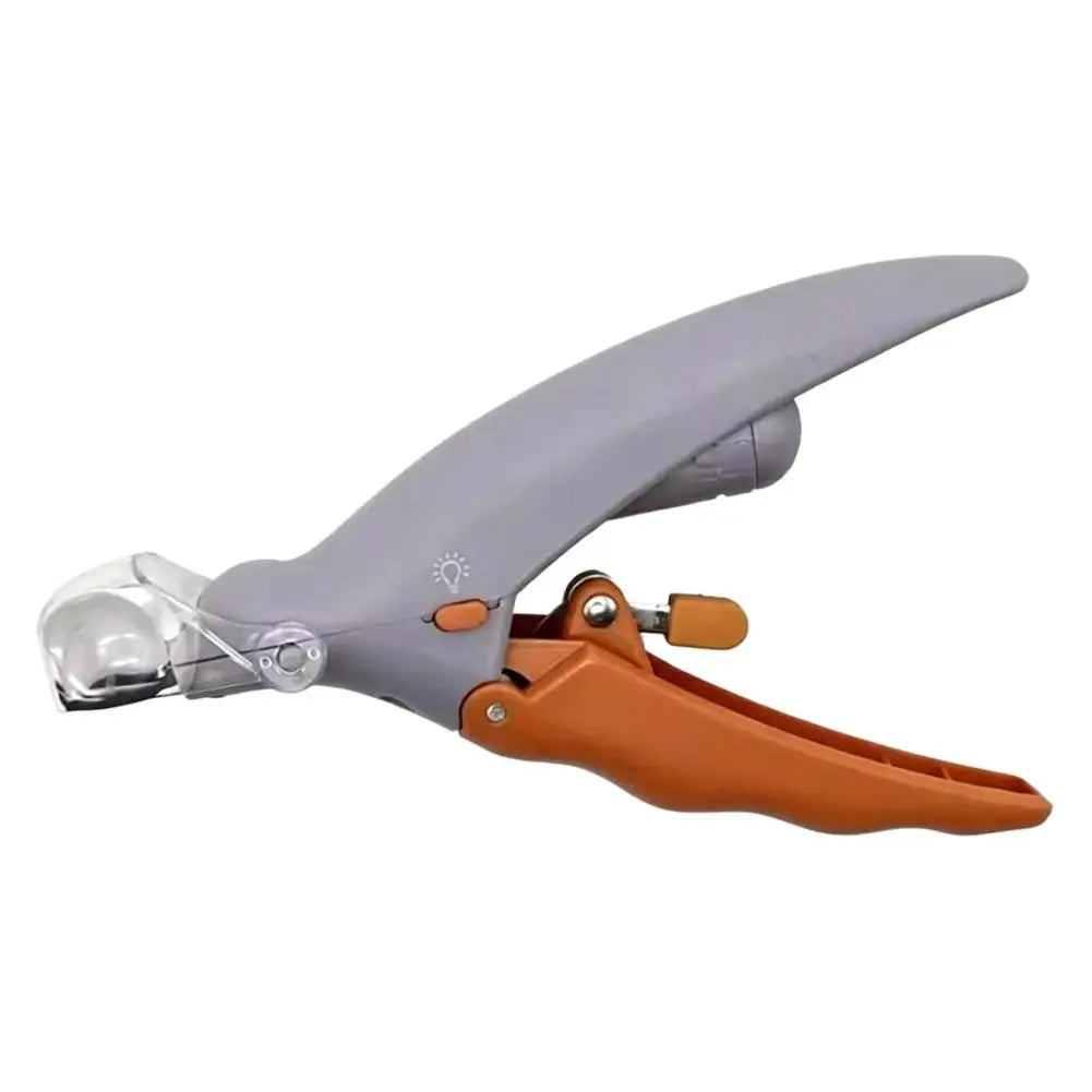 LED Pet Nail Clippers for Cats and Dogs with Magnifier and Splash Guard Ergonomic ABS Handle for Safe Precise Grooming Quake orange color