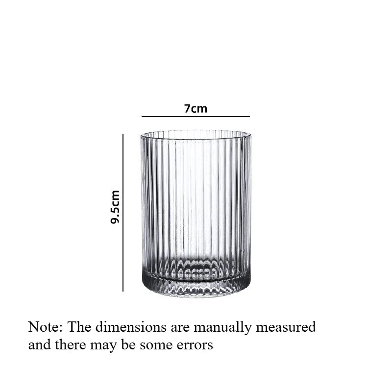 Vertical Striped Glass Cup Japanese Embossed Tumbler Heat‑Resistant Transparent Coffee Juice Mug Drinking Glass Quake A 200-400ml