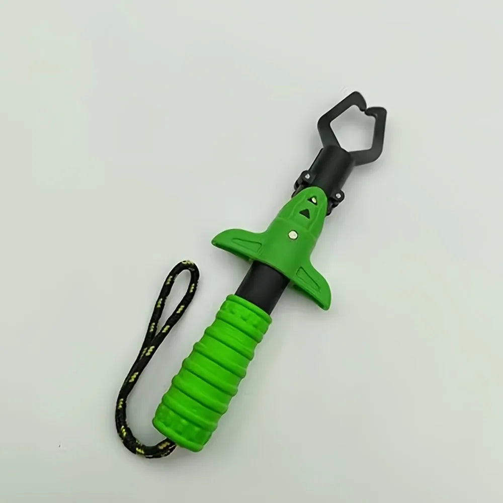 1pc Durable Stainless Steel Fish Lip Gripper - Compact Metal Fishing Pliers with Ergonomic Handle for Easy Catch & Release, Fish Quake green1pc
