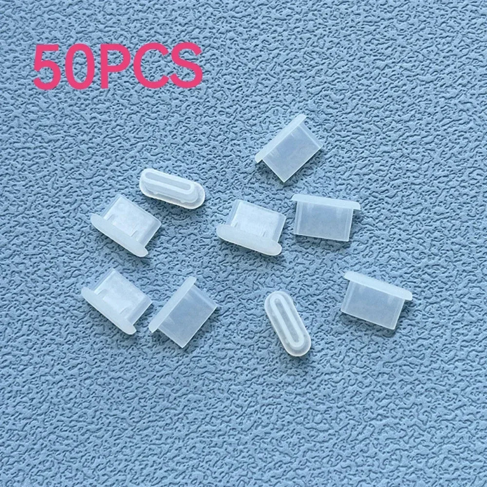 Cover Phone USB 10/30/50PCS Type-C Silicone Dust Plugs Charging Port Protector Type C Anti-dust Cap for Samsung Xiaomi Huawei Quake Stransparent 50PCS