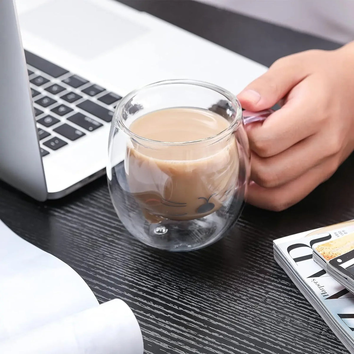 1/2pcs Cute Cat Mugs With Handle Glass Double Wall Insulated Glass Espresso Cup Coffee Milk Mug Gift Quake