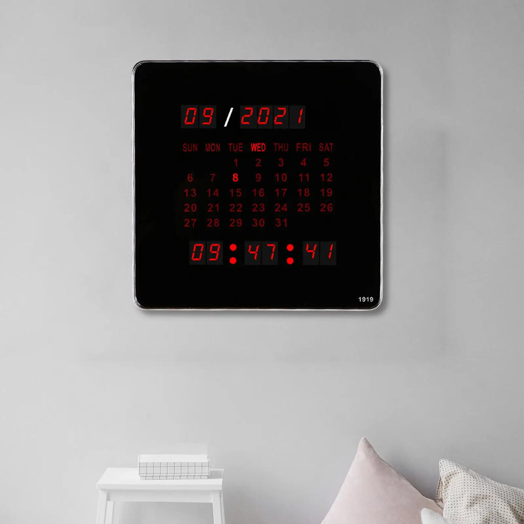 Wall Clock Digital LED Large Display Calendar Noiseless Desk Clock Timer for Home Study Restaurant Quake