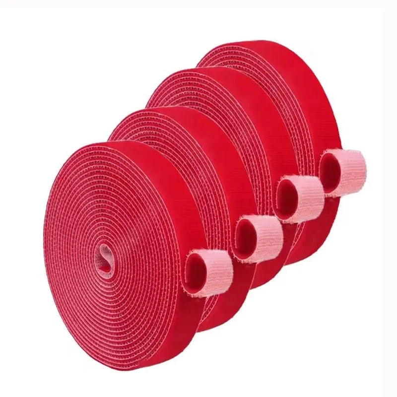 Self Adhesive Nylon Plant Support Tape Plant Fixing Cable Tie Reusable Plants Hook Loop Garden Supplies Home Cable Winder Ties Quake Red 3Rolls (6M)