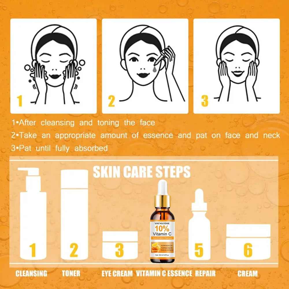 Vitamin C Facial Essence Contains Hyaluronic Acid Dark Spot Remover Repair Anti-aging Essence Facial Skin Care Repair Collagen Quake