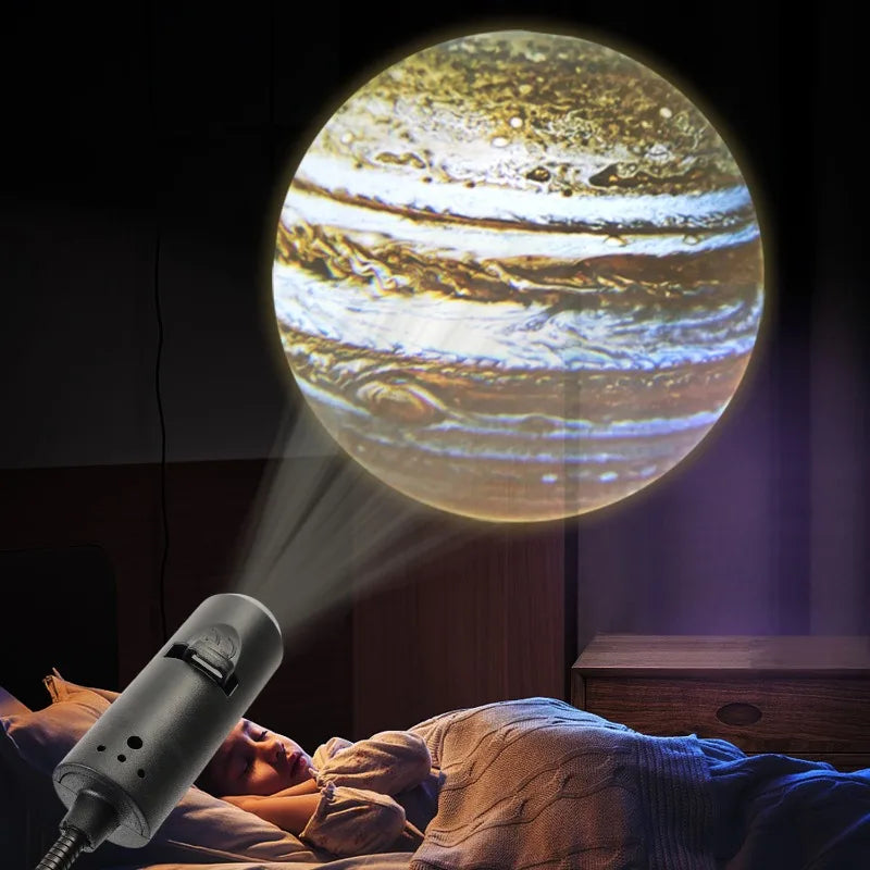 LED Galaxy Projector Lamp Moon Earth Wall Decor Switchable Pattern USB Plug Projection Night Light for Home Bedroom Decoration Quake