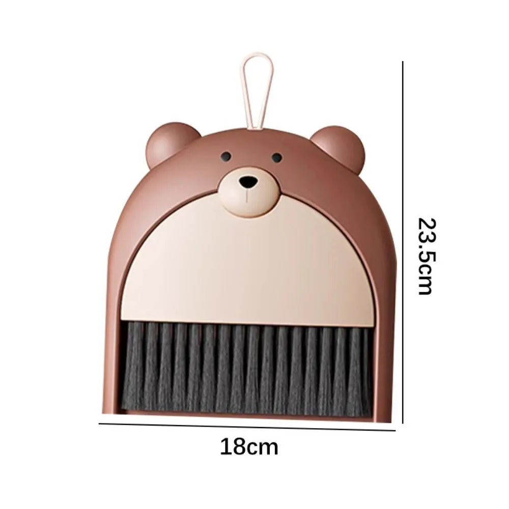 Small Broom Dustpan Set Cartoon Teddy Bear Household Desktop Garbage Shovel Small Dustpan Mini Foldable Quake