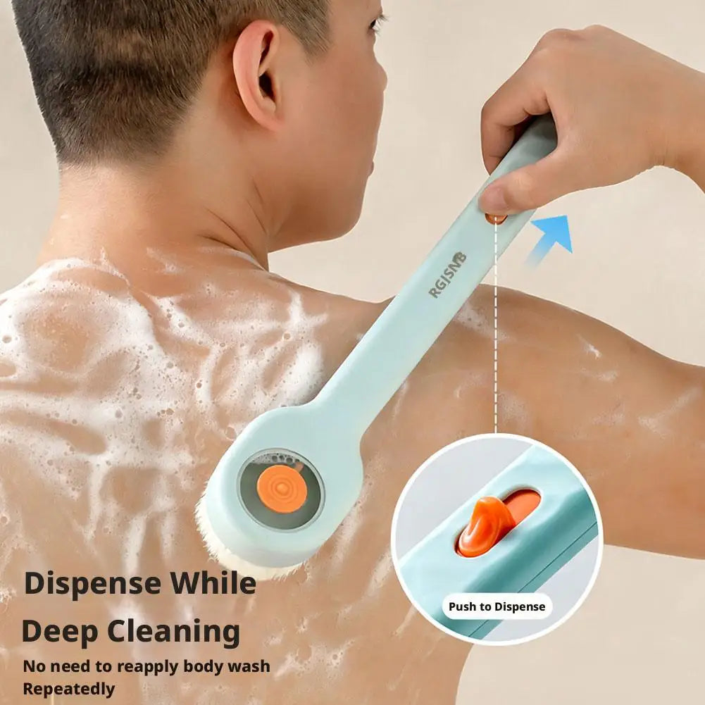 Liquid Filled Soft Long Handle Hair Bath Brush, with A Back Rubbing Tool and A Long Handle for Showering Bath Accessories Quake