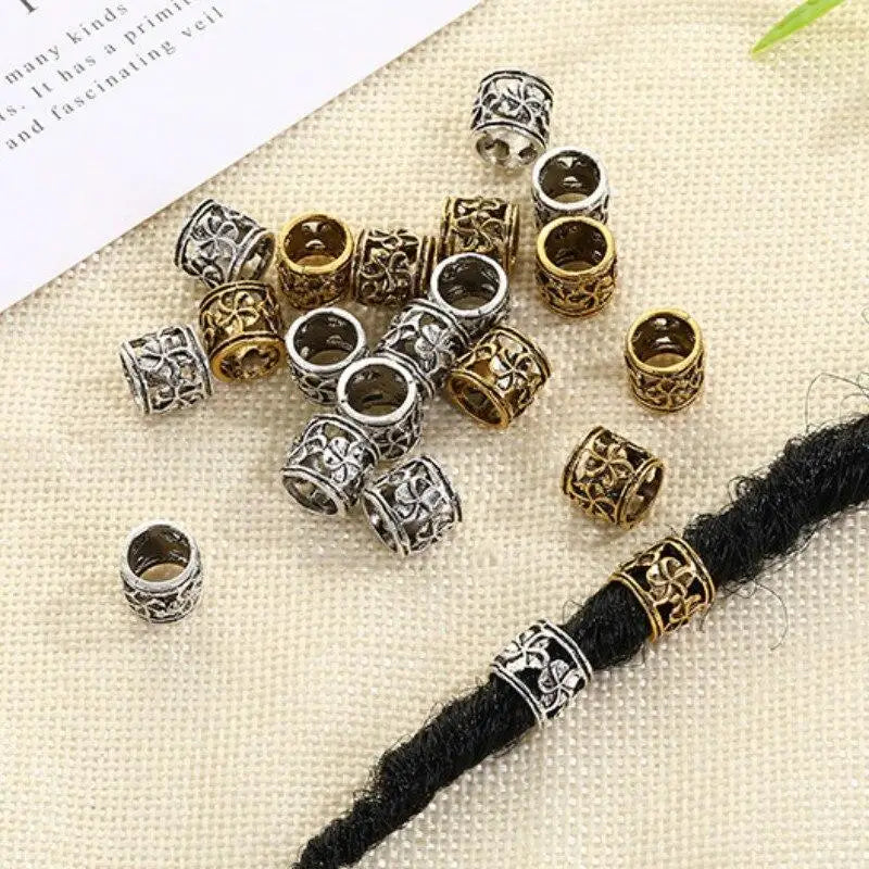 5Pcs Metal Hair Rings Beads Cuffs Tubes Charms Hair Braider Tool Dreadlock Dread Hair Braids Jewelry Decoration Accessories Quake