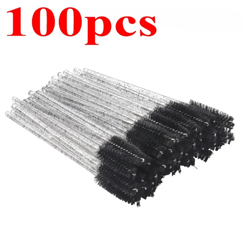 100/500/1000pcs Wholesale Eye Beauty Tools Disposable Mascara Wands Eyelash Brush Lash Extension Colorful Spoolies for Eyebrow Quake M93 Black 100pcs