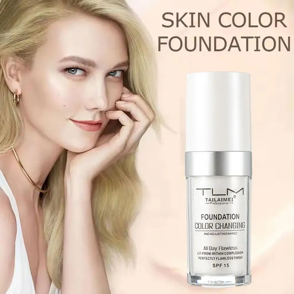 1/2/3PCs Color Changing Foundation, Temperature Liquid Foundation Naturally Blends Moisturizing Foundation Makeup Waterproof Quake