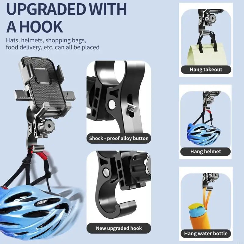 Motorcycle Handlebar/Rearview Mirror Phone Mount With Adjustable Sun Visors And Anti Shake Design For Scooter Navigation K1KF Quake