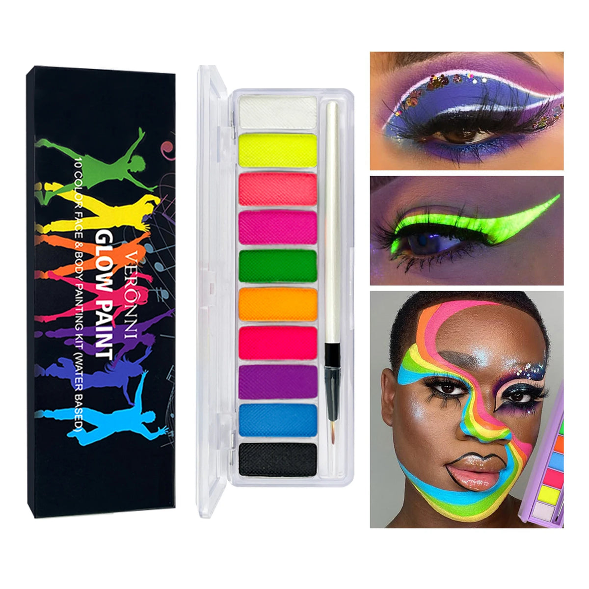 10 Colors Glow Fluorescent Neon Oil Face Body Art Paint UV Glow Oil Painting Halloween Party Fancy Dress Beauty Makeup Cosmetics Quake 01