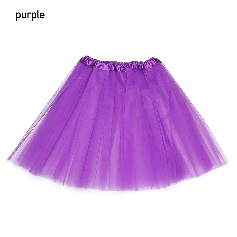 Adult Party Elastic Pleated Dance Puffy Skirts Lolita Petticoat Ballet Skirts Tutus Skirt Quake purple One Size