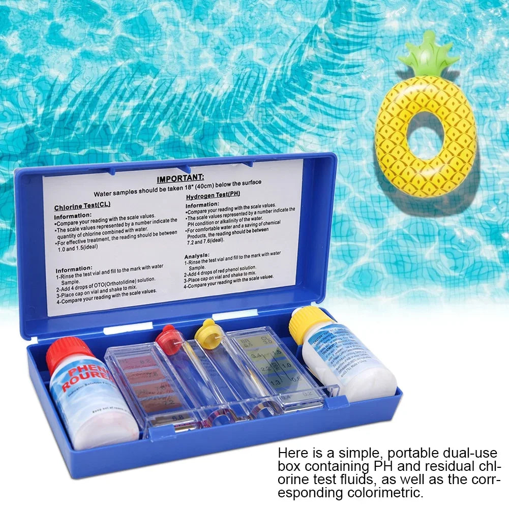 PH Chlorine Water Quality Test Kit Swimming Pool Tester Water Testing Box Quake