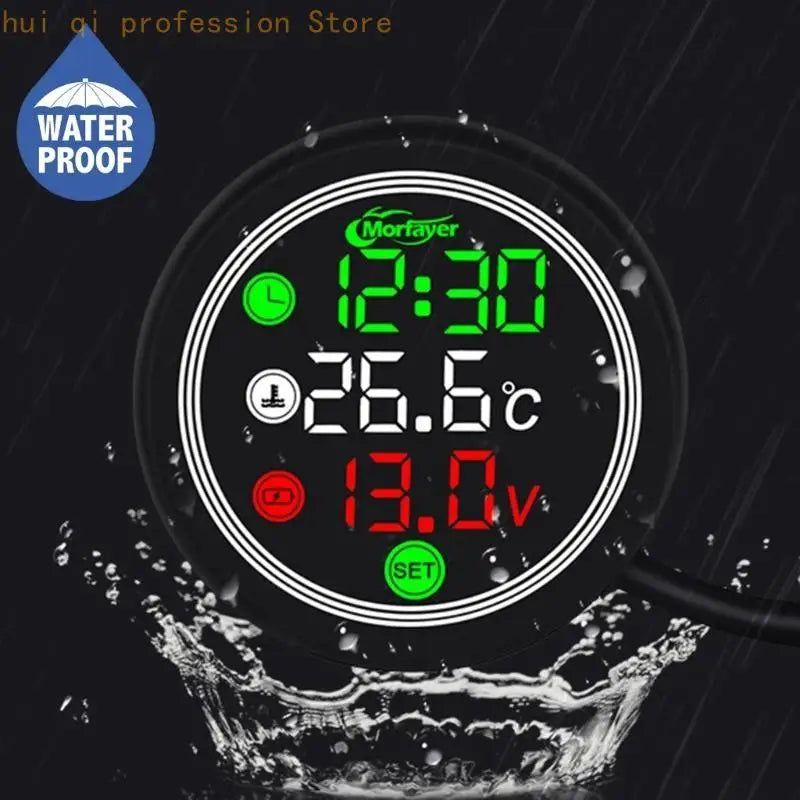 4 in 1 Timer Time Thermometer Voltmeter Timer Time Water/Air Temp Meter H8WE Quake