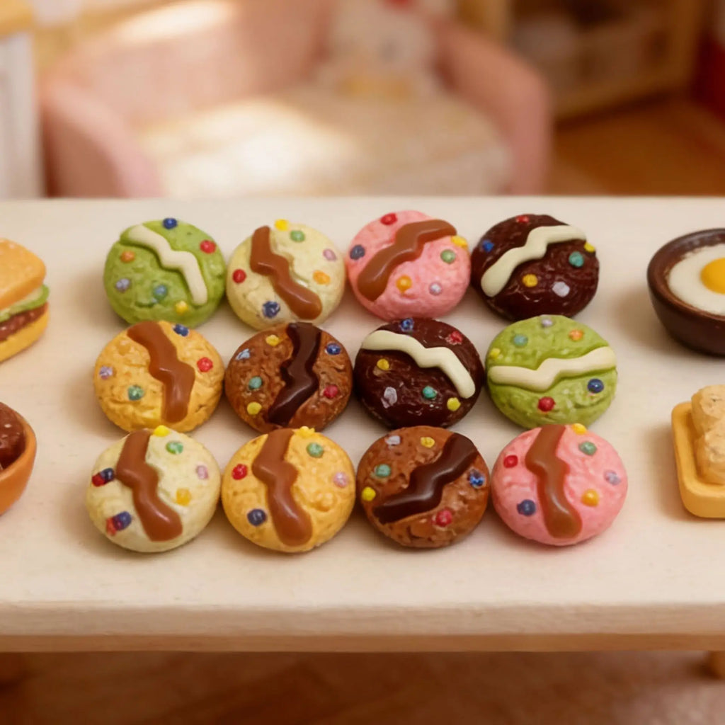 50pcs New Kawaii Bread Cookies Fake Food Resin Miniature For Dollhouse Ornament DIY Simulation Food Accessories Home Decoration Quake