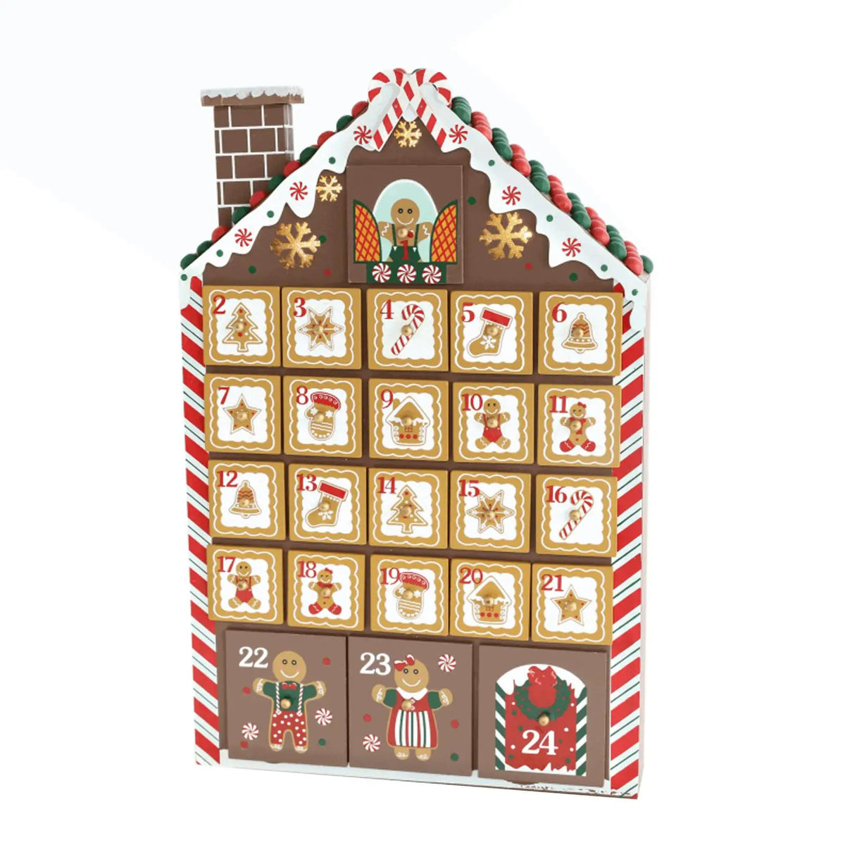Christmas Wooden Advent Calendar 24 Storage Drawers Decorative Lighted Quake Default Title