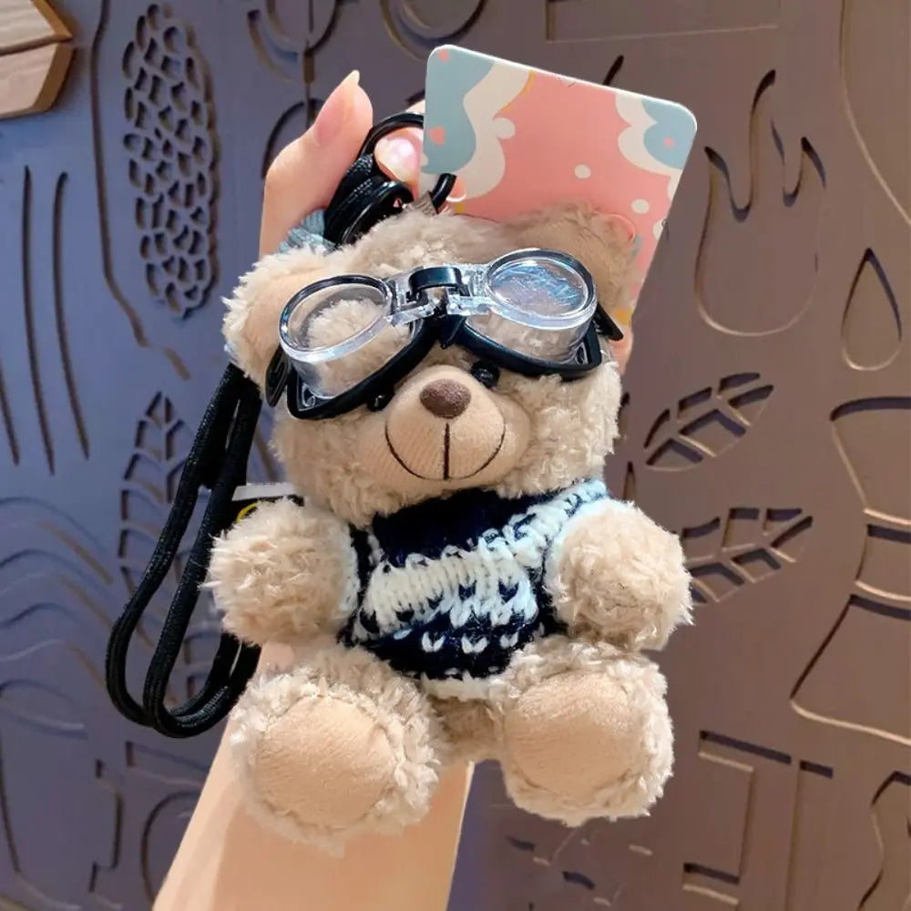 Cartoon Brown Bear Doll Plush Bear Pendant Cute Bag Accessories Plush Hangings Hangings Ornament Pendant Gift Quake 10 brown navy white