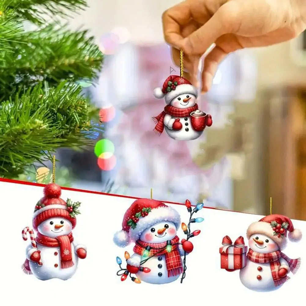 Christmas Tree Hanging Ornament Snowman Pendant Christmas Tree Ornament Car Decoration Adorable Acrylic Flat for Easy for Home Quake