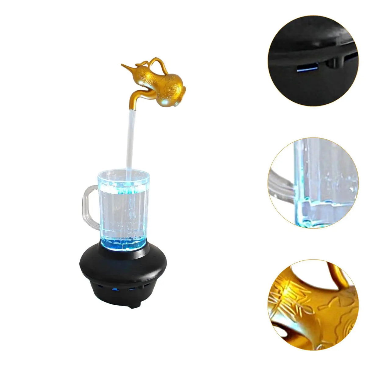 Tabletop Waterflow Decoration Waterfall Ornament Art Crafts with Colorful Light Quake