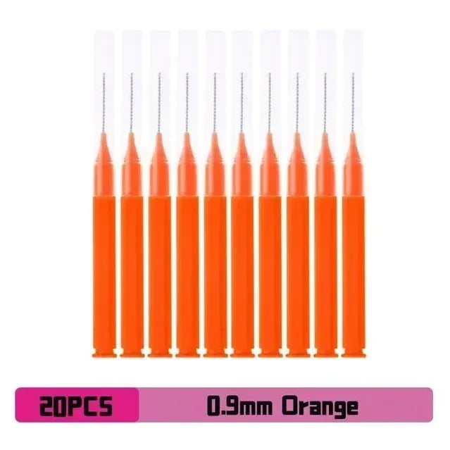 vvocci 20pcs Interdental Brush Box - Orthodontic Gap Cleaner for Braces, Straight Teeth & Periodontal Care with Storage Case Quake M356 Orange 20pcs