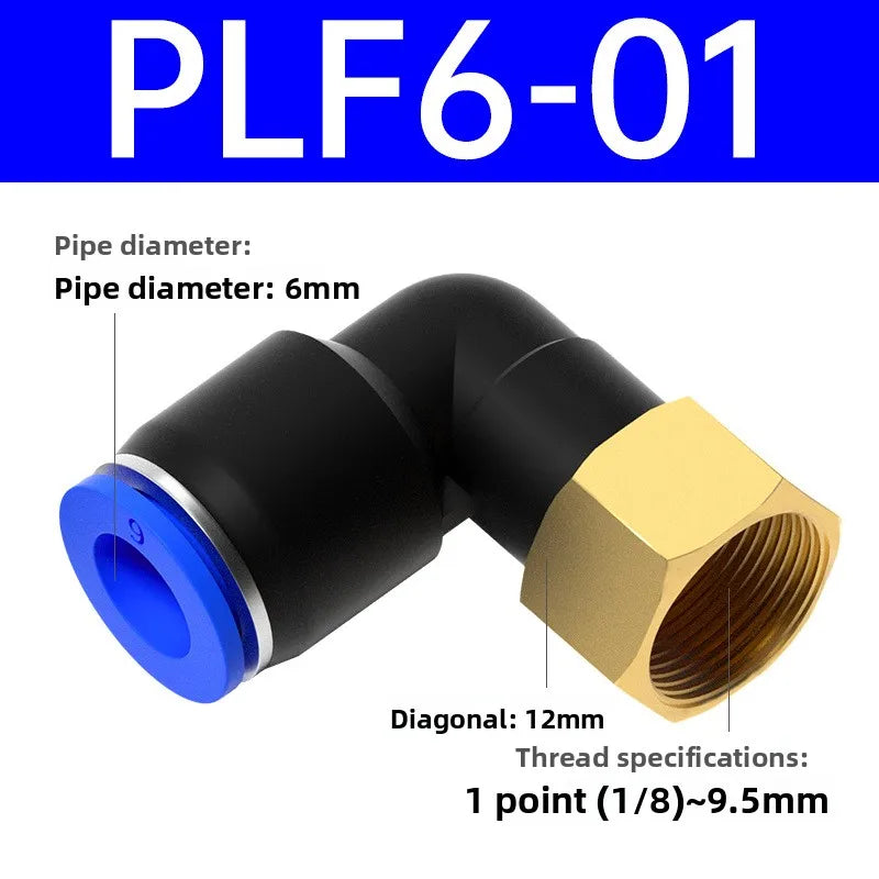 1pcs PLF Pneumatic Fittings Female Thread 1/8 1/4 3/8 1/2 Hose OD 4/6/8/10/12mm Air Elbow Connector Tube Push In Fittings Quake PLF6-01 1 Pcs