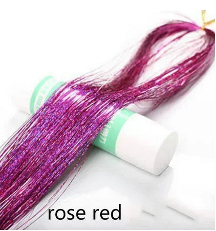 93cm/100cm Holographic Hair Extensions Accessories Glitter Hair Tinsel Sparkle Shiny 120 Strands Bling Twinkle Hair Extensions Quake No 3 100 cm