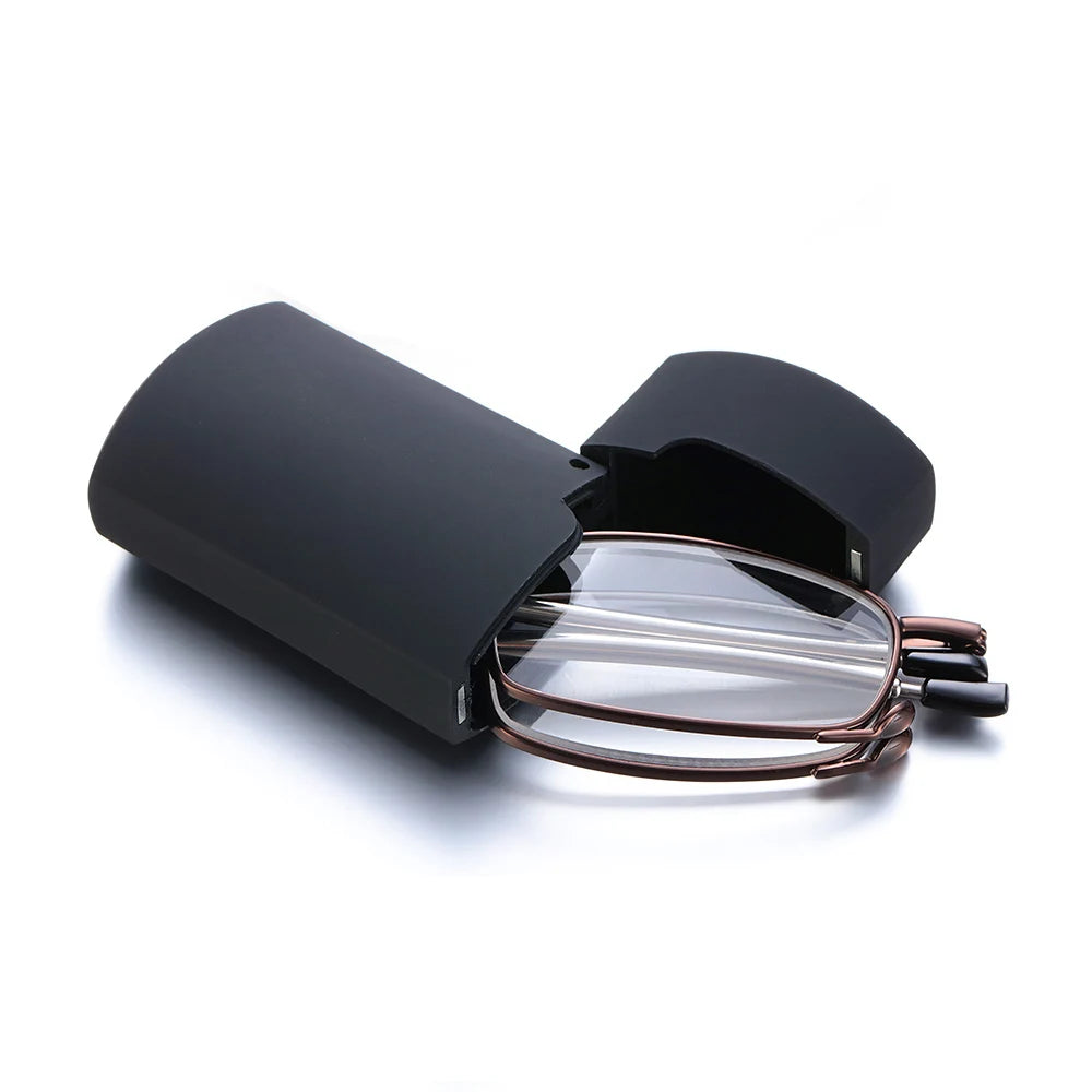Portable Folding Reading Glasses for Men Women Telescopic Legs Rotation Presbyopia Eyeglasses Fashion Metal Frame Reader Eyewear Quake Brown +350
