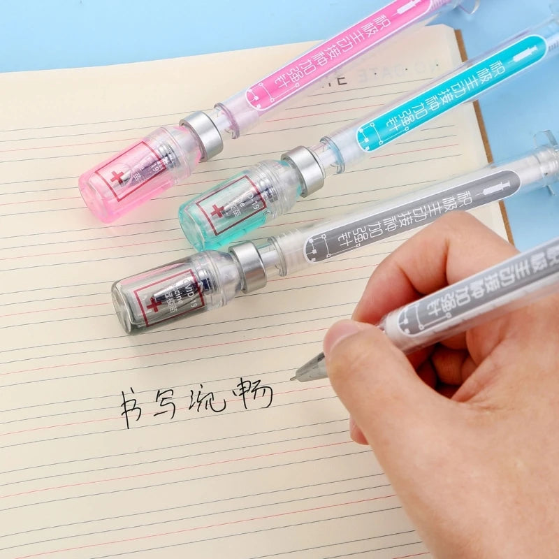 Syringe Ballpoint Pens Syringe Pen with Cap Novelty Pen for Student School Supplies K1KF Quake