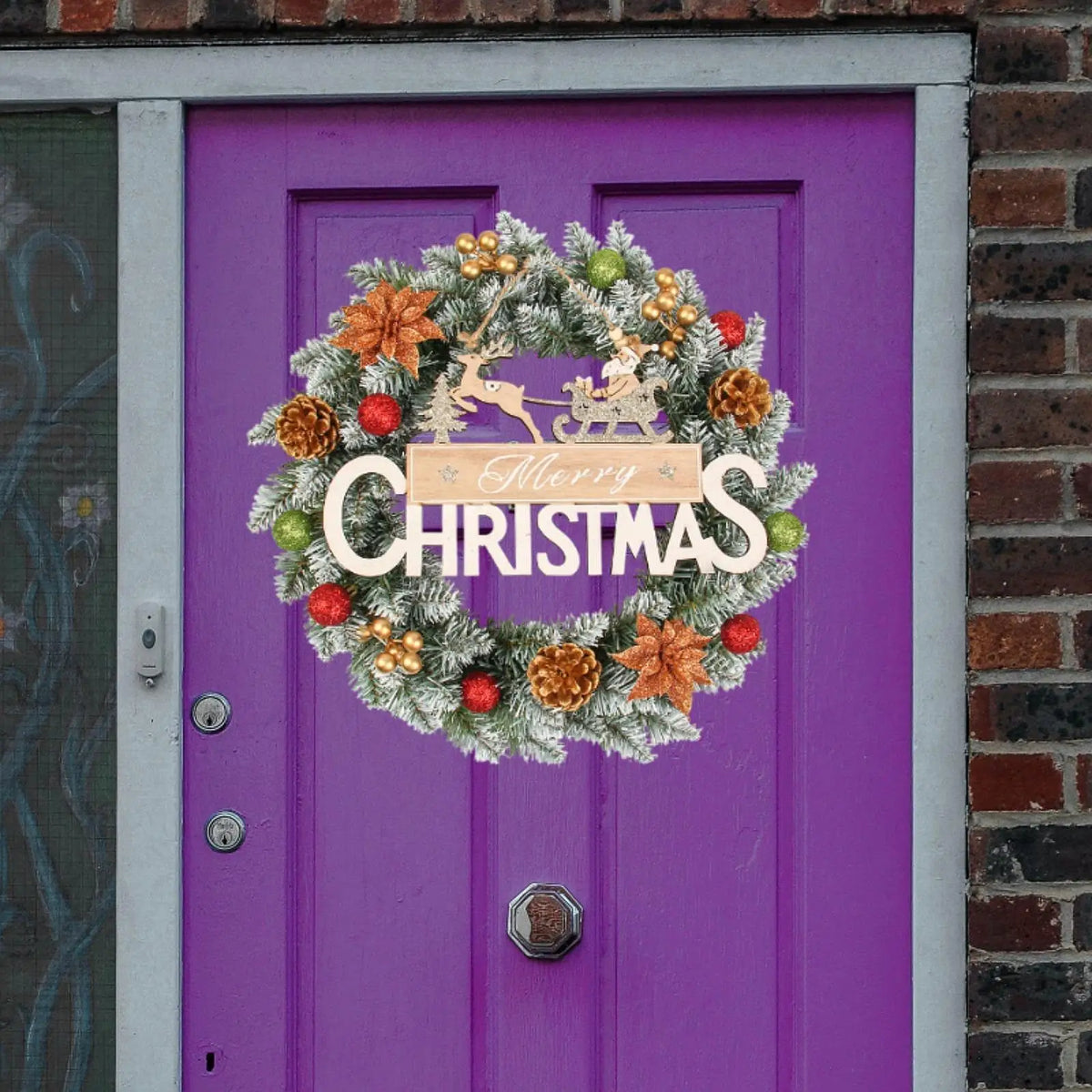 Christmas Wreath Seasonal Garland 19.69inch Realistic Rustic Front Door Wreath for Fireplace Garden Home Thanksgiving Festival Quake