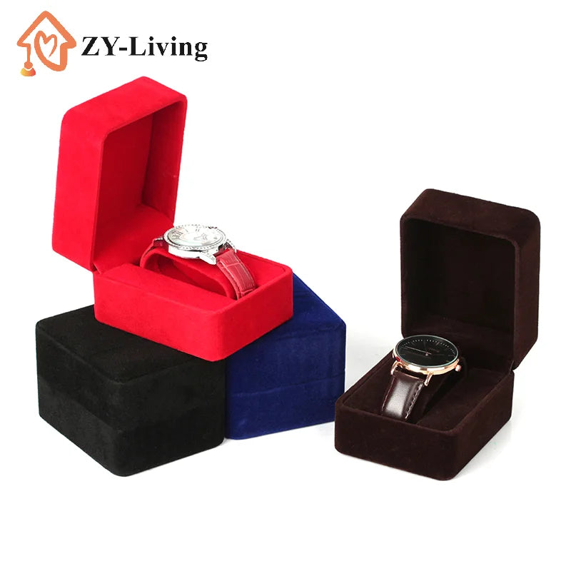 1Pcs Watch Box Fashion Velvet Round Corner Smartwatch Clock Storage Case Jewelry Accessories Business Packaging Boxes Quake