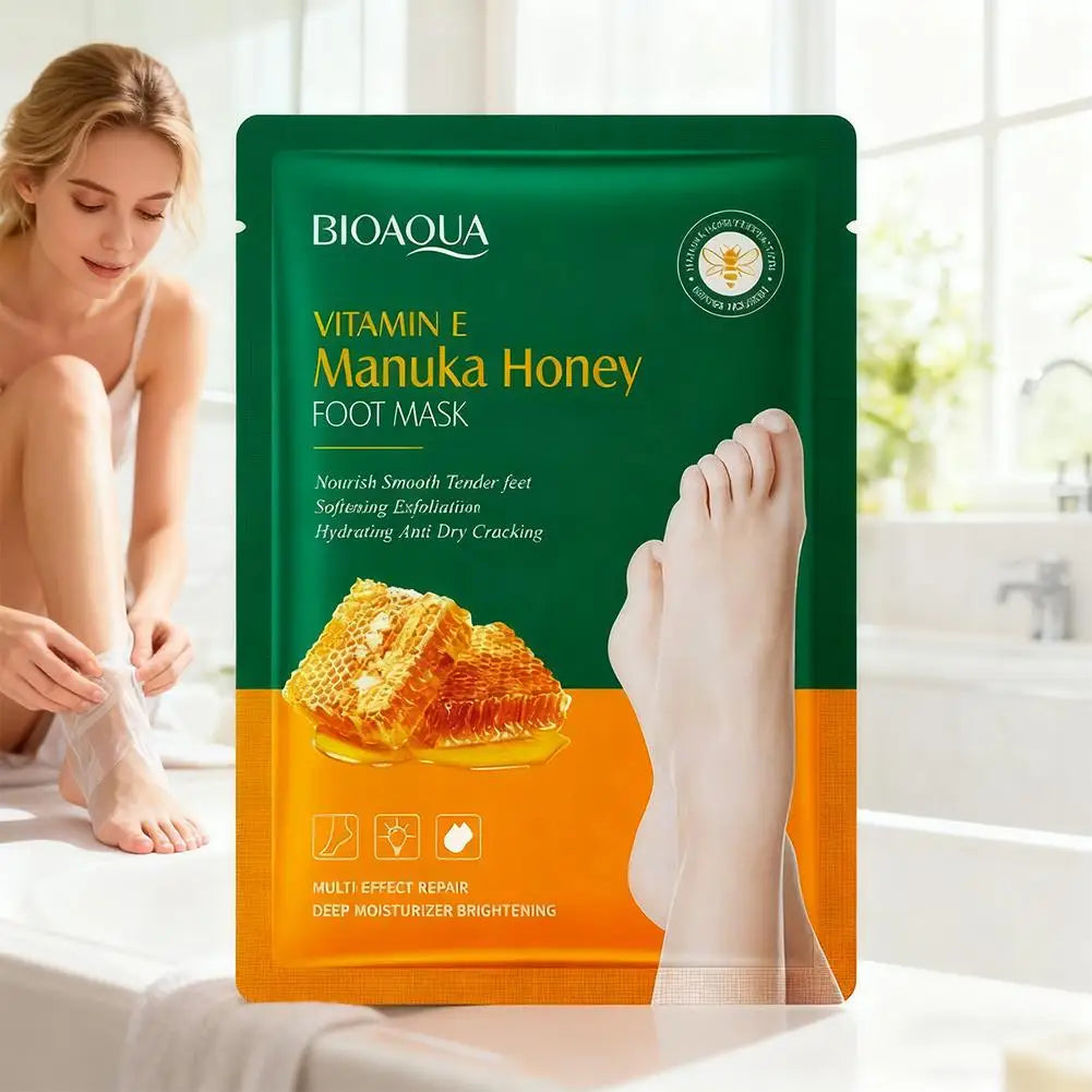 Vitamin E Foot Mask Manuka Honey Nourishing Long-lasting Moisturizing Hydrating Exfoliating Remove Dead Skin Foot Skin Care Quake