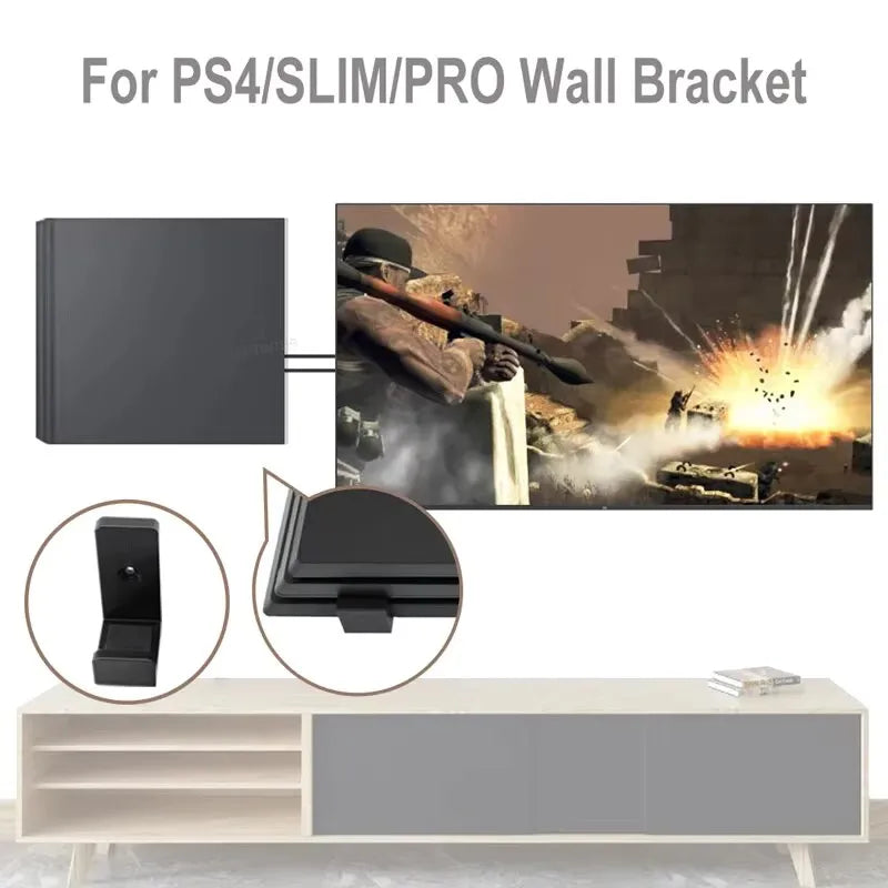 Wall Mount for PS4 SLIM PRO, Near or Behind TV, Space Saving,Customized to Perfectly Fit PS4 SLIM PRO Quake