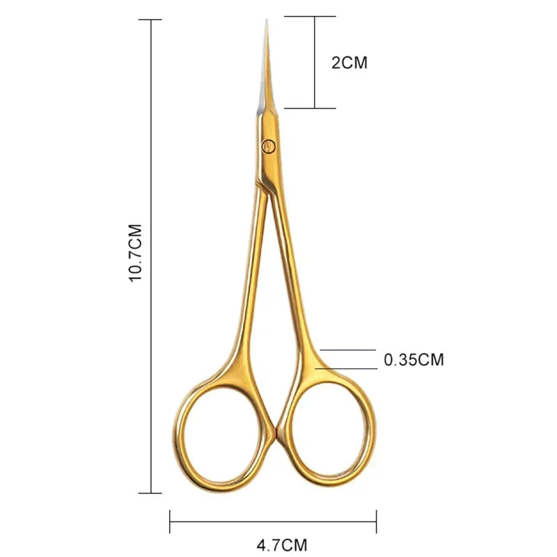 vvocci Art Clippers Cuticle Scissors Stainless Steel Dead Skin Remover For Nails Russian Nail Scissors Curved Tip Scissor Quake M136 Gold