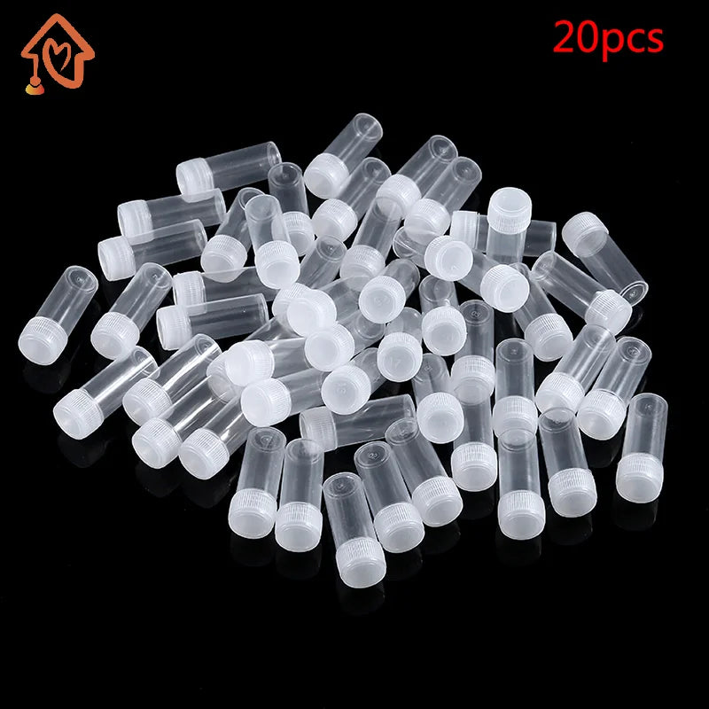 20pcs Translucent 5ml Plastic Sample Bottle Test Tube Mini Bottles Leak Proof Cap Vials Pill Capsule Small Storage Containers Quake