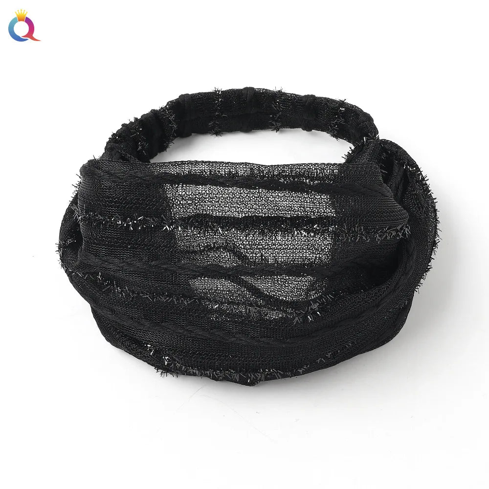 Fashion Cover White Hair Headband Braids Hair Headband Wash Face Retro Elegant Wide Edge Pressed Hair Headgear Headband Headwear Quake HBSF black