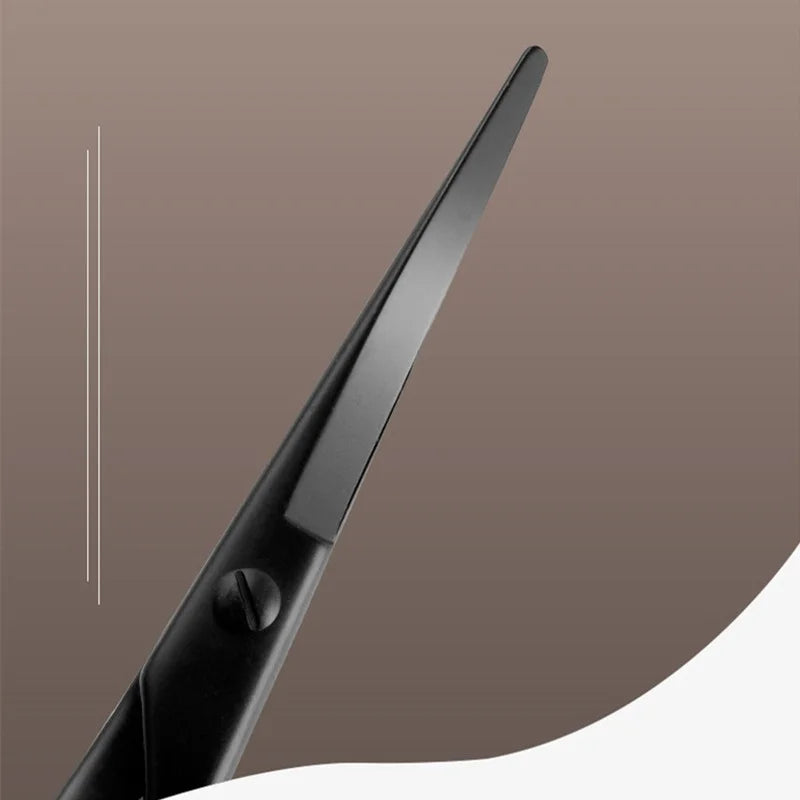 Stainless Steel Barber Cutting Scissors Professional Black Straight Handle Hair Clippers Beard Trimming Round Head Flat Scissors Quake