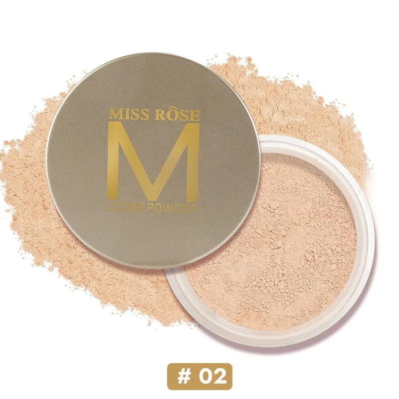 MISS Rose-Translucent Loose Setting Powder, Oil Control, Long Lasting, Lightweight, No Cakey Pores and Redness, Makeup Quake 02