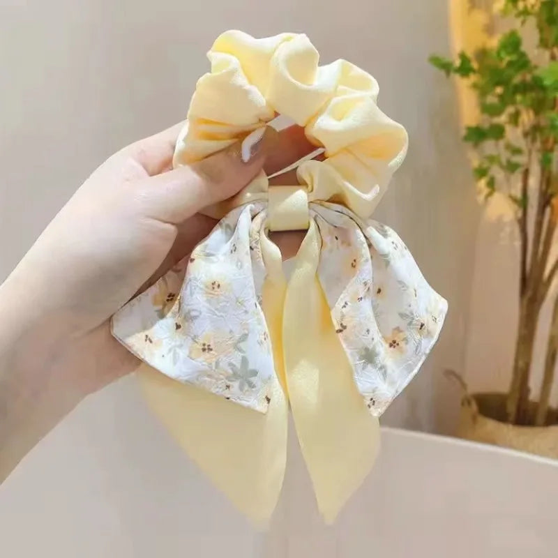 Broken Flower Bow Large Intestine Headband Womens Summer Headband Hair Rope Quake