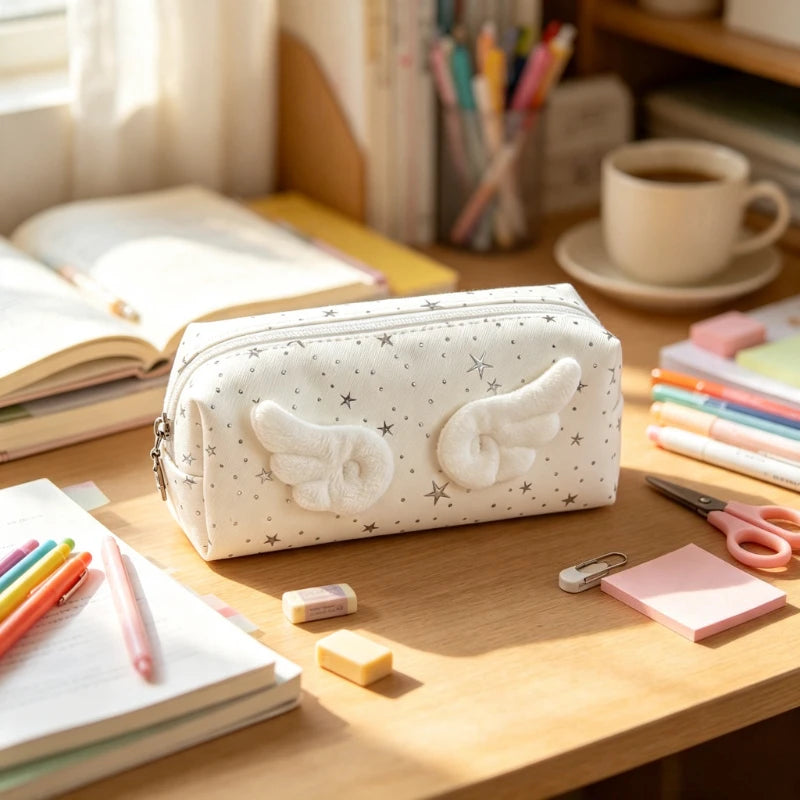 1pc Simple and Exquisite High Aesthetic Ins Style Student Stationery Storage Bag Makeup Bag Quake