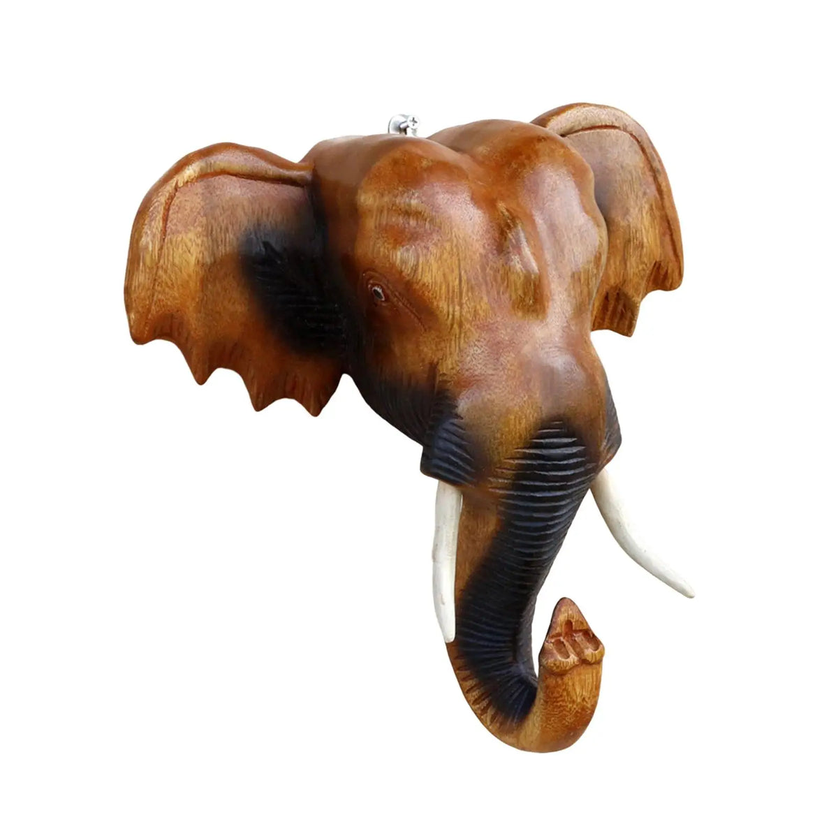 Sculpture, Elephant Head, Wall Decor, Durable Collectible, Decorative Wooden Quake 12inch