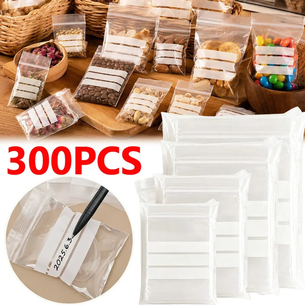 Transparent Writable Self Sealing Bag PE Classification Storage Bag Travel Jewelry Packaging Pouch Protable Snacks Storage Bags Quake