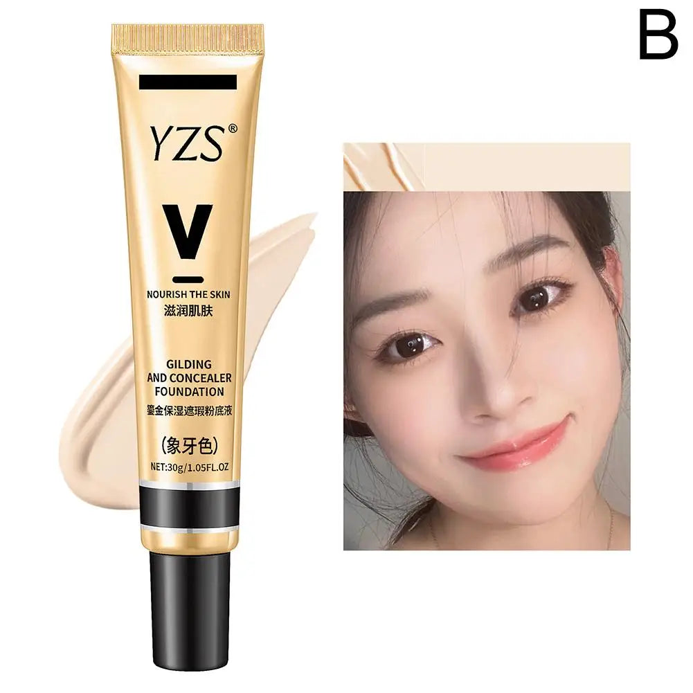 Natural Foundation Primer & Concealer - Waterproof Longwear Full Coverage Liquid Makeup Foundation Hydrating Blend, Moisturizing Quake 01 Ivory white