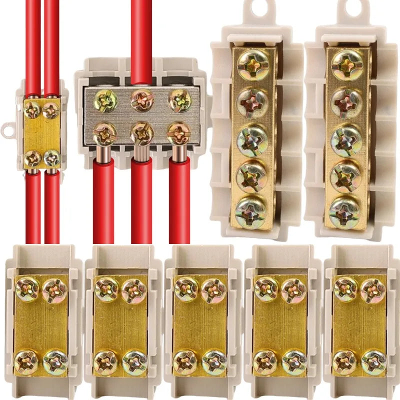 5/1Set T-type Branch Wiring Terminal Quick Wire Connector Block Electrical Cable Junction Box High Power Splitter Wire Connector Quake