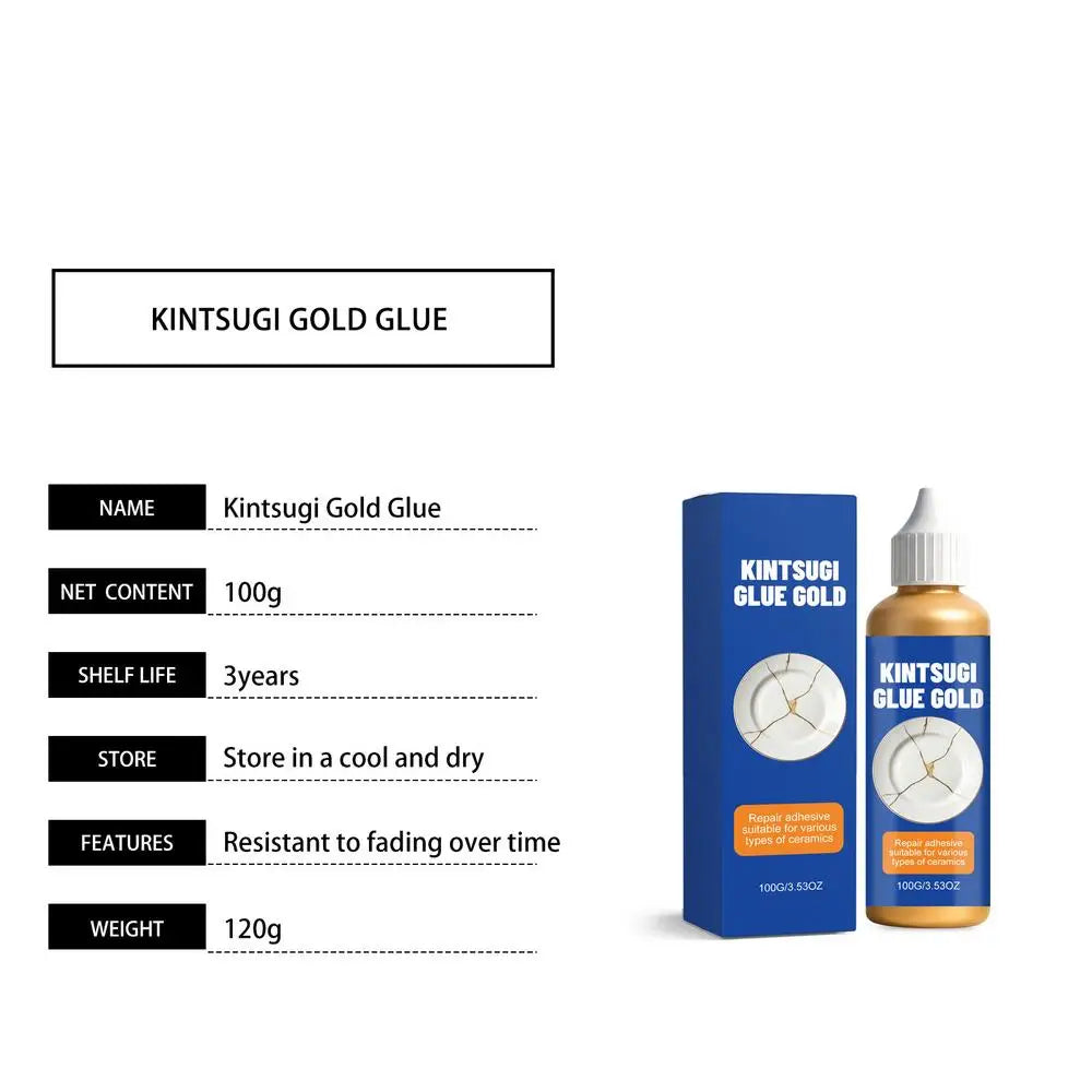 Porcelain Repair Glue 100g Strong Gold Food Safe Agent Adhesive Strong Clay Adhesive for Bathtub Bathroom Countertop Floor Sink Quake Blue
