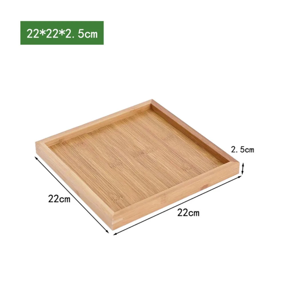 New Rectangular Storage Tray household Solid Wood Tea Tray Bamboo Water Cup Plate Home Living Room Quake 22-22-2.5cm