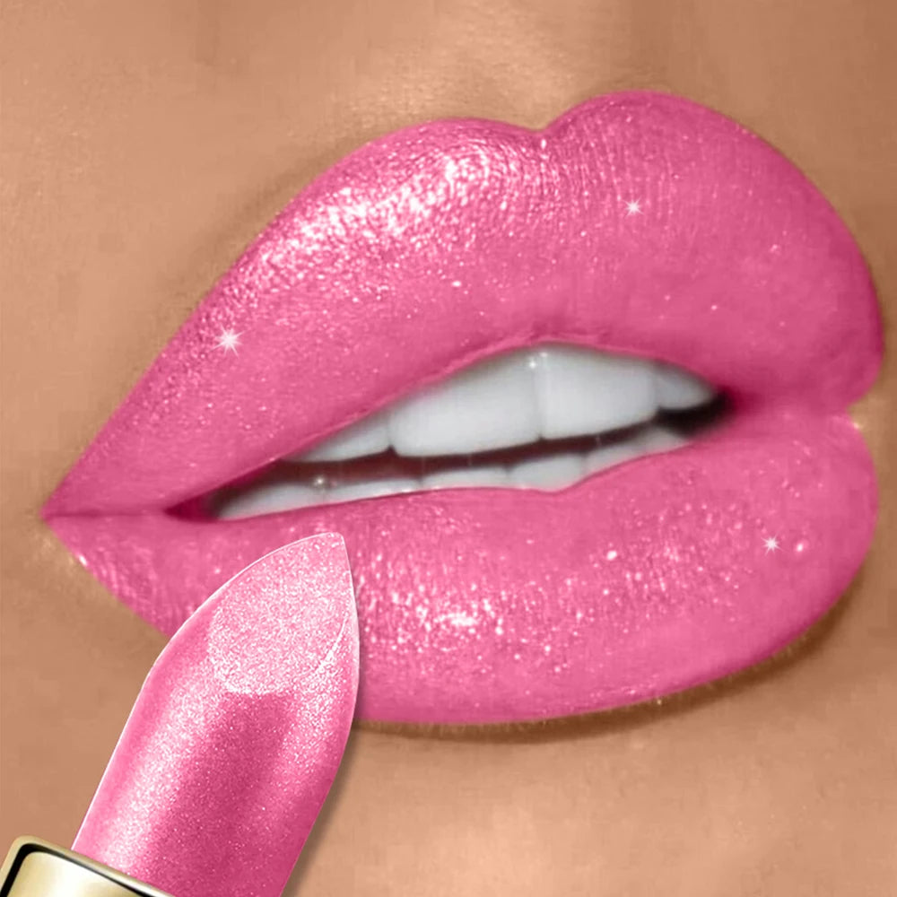 10 Colors Glitter Lipstick Waterproof Long Lasting Diamond Pearlescent Metallic Lipstick Lipgloss Women Lips Makeup Cosmetic Quake 02