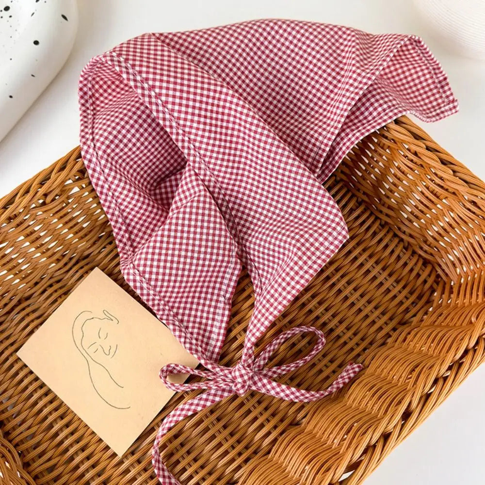 New Pastoral Style Bandana Headband Women's Triangle Headscarf Hair Bands Spring Summer Girl Fashion Decoration Ties Hair Scarf Quake red