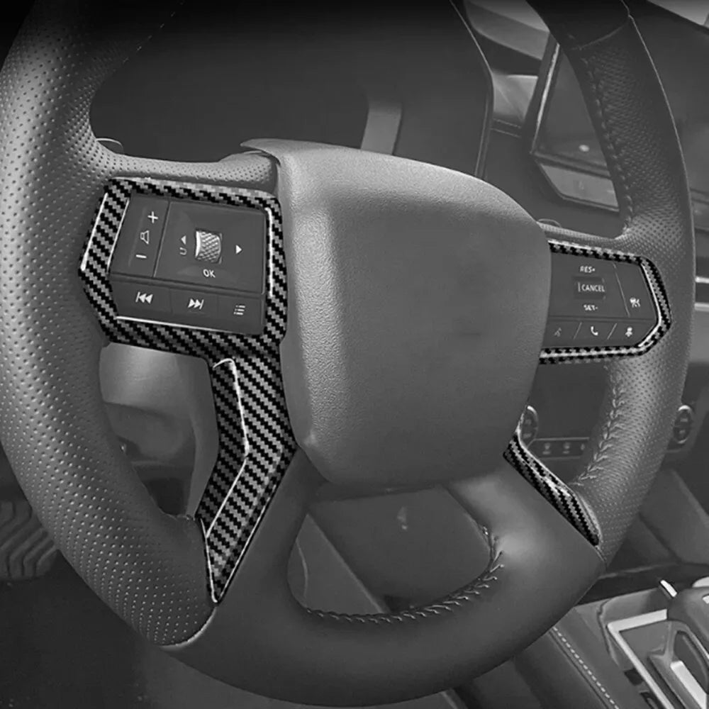 For Mitsubishi Outlander 2022-2024 ABS Carbon Fiber Style Inner Sticker Car Interior Steering Wheel Cover Trim Frame Decotation Quake