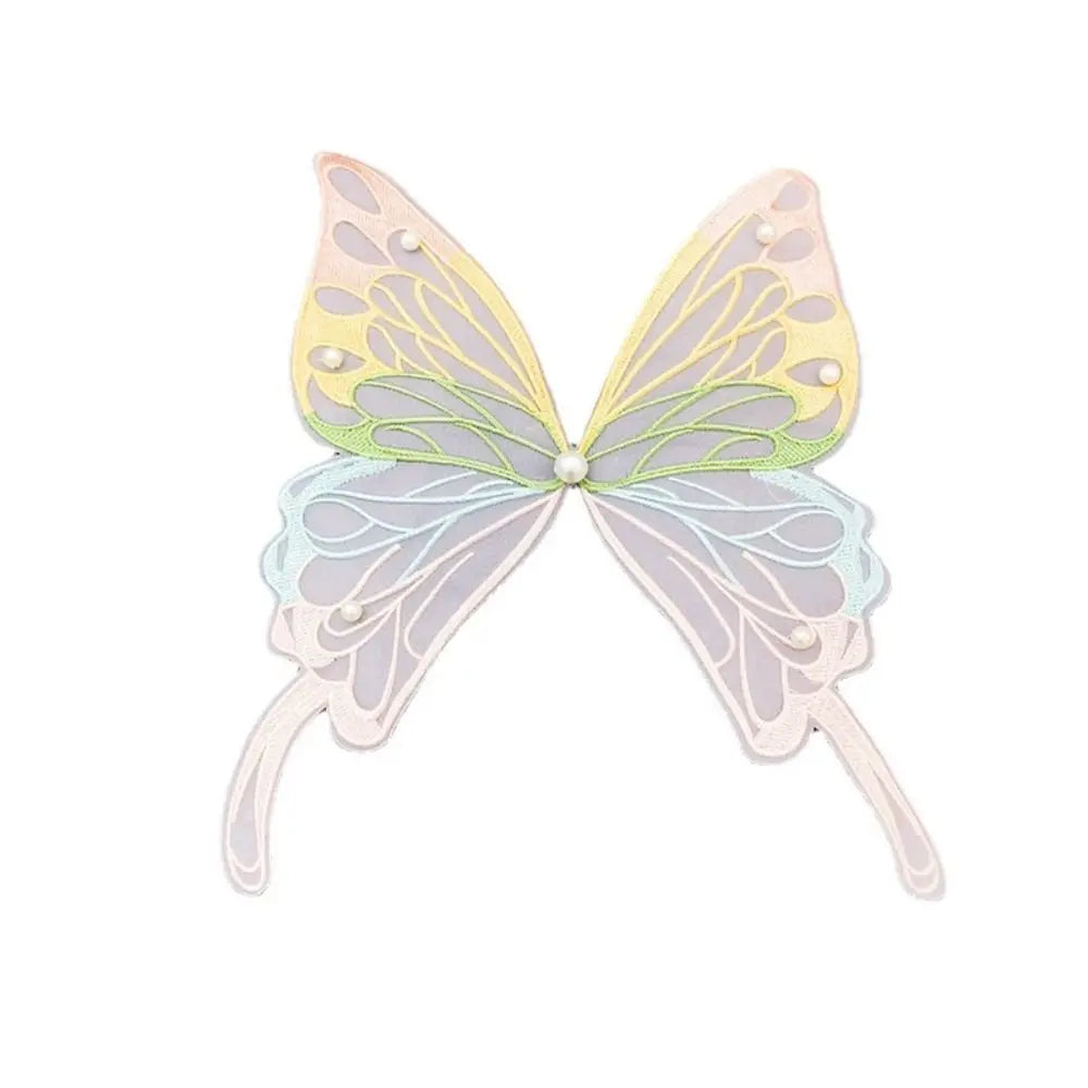 3D Embroidered Butterfly Collar Lace Fabric DIY Appliques Mesh Sew On Wedding Dress Lace Trim Patch Quake